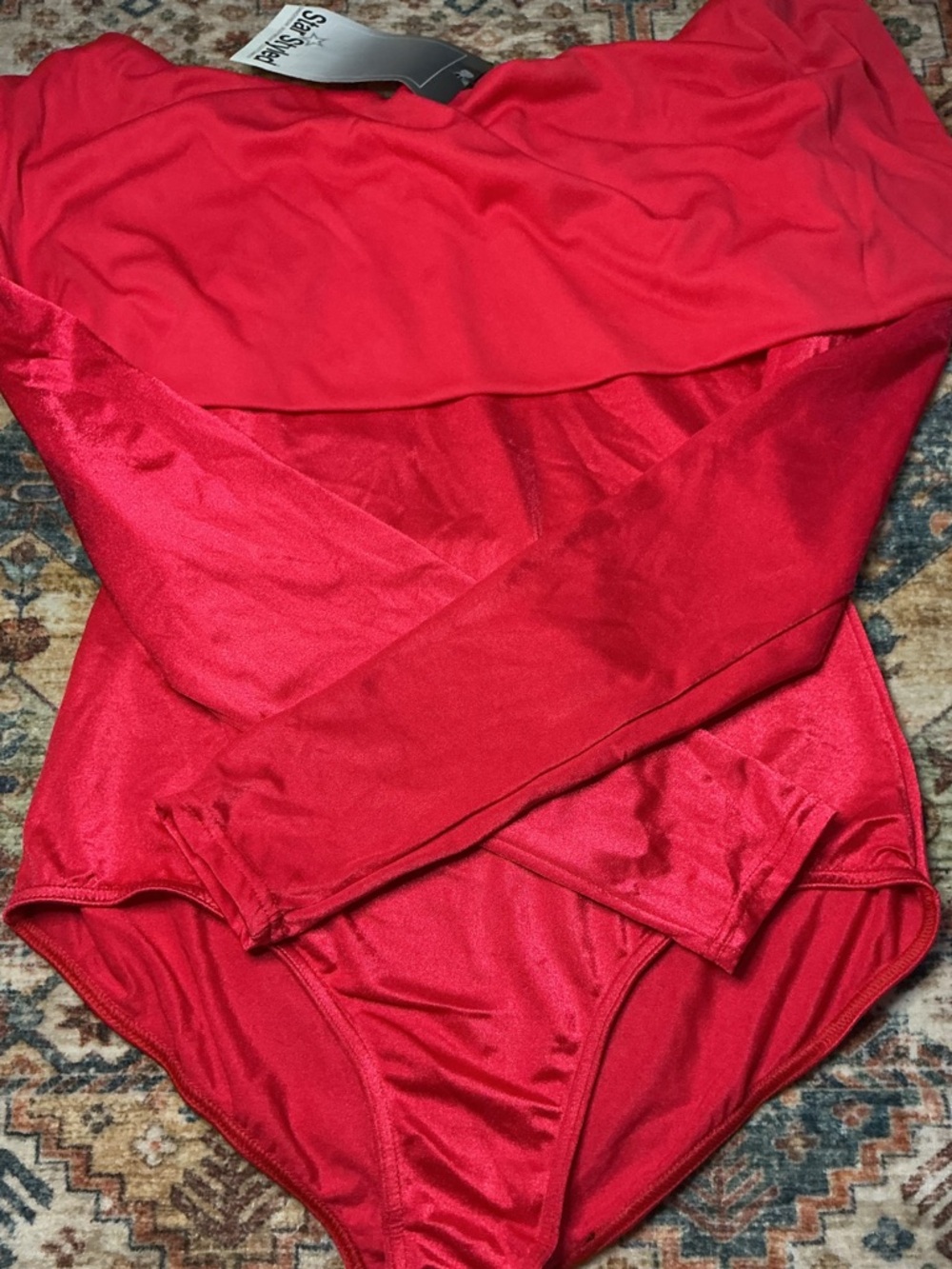 Classic Bodysuit Star Styled Women’s Extra Large Red Long Sleeve